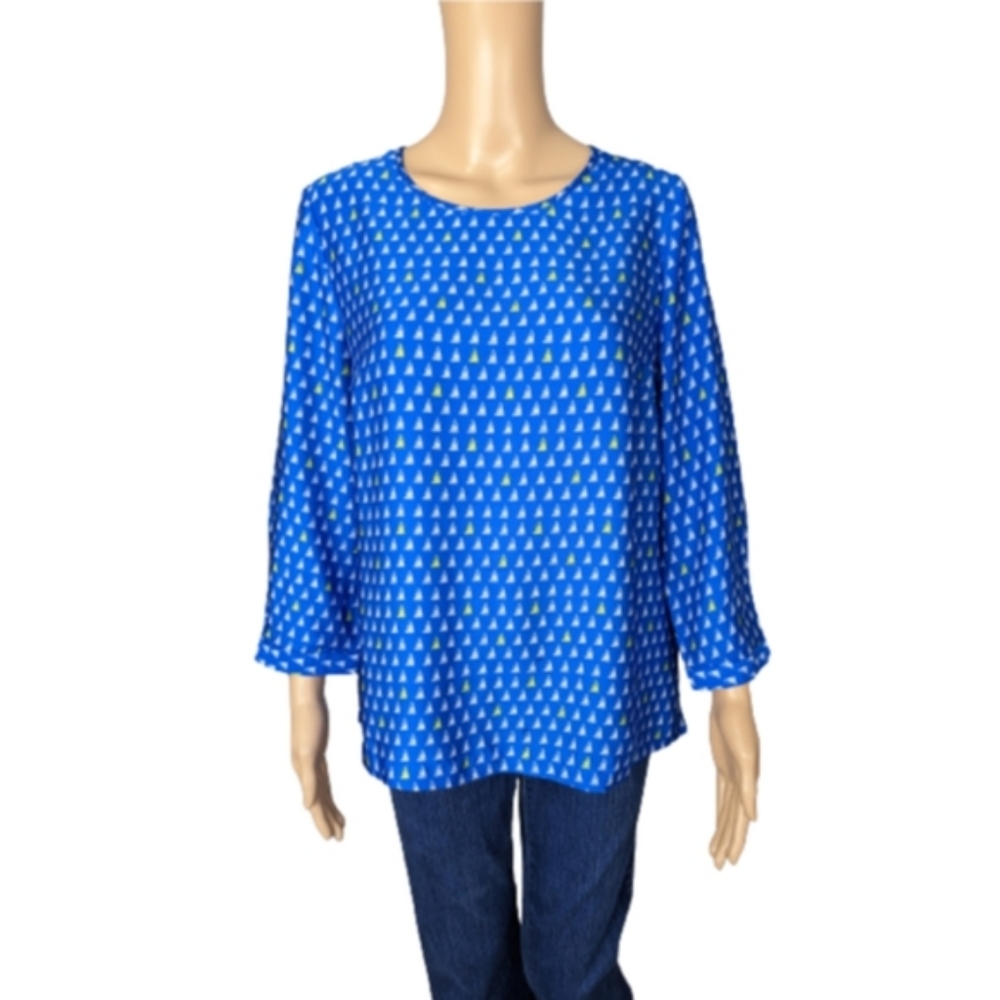 Merona Blue Sailboat Print Blouse M